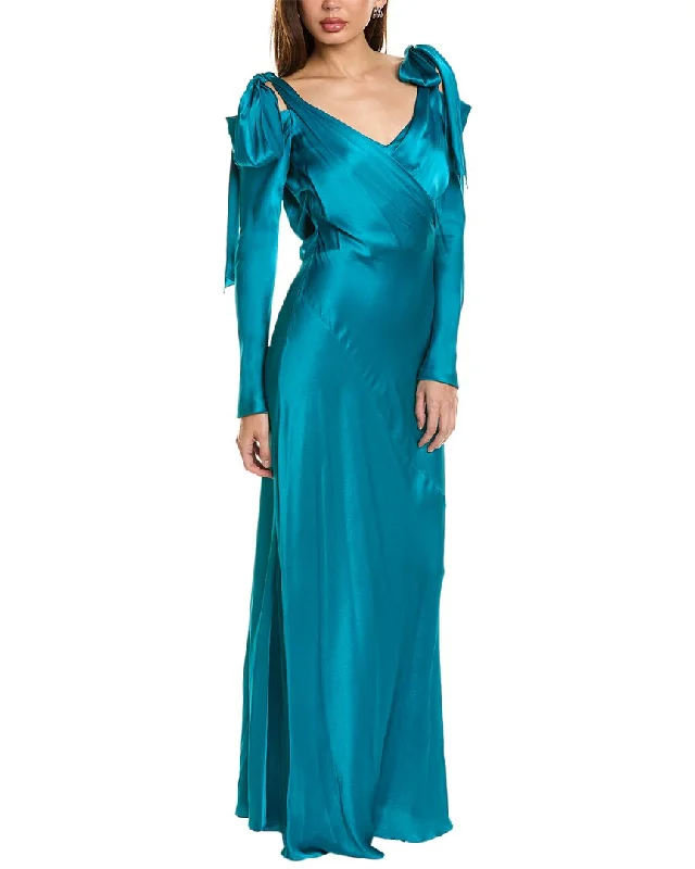 New Arrivals Alberta Ferretti Draped Silk-Blend Gown Sophisticated Cut