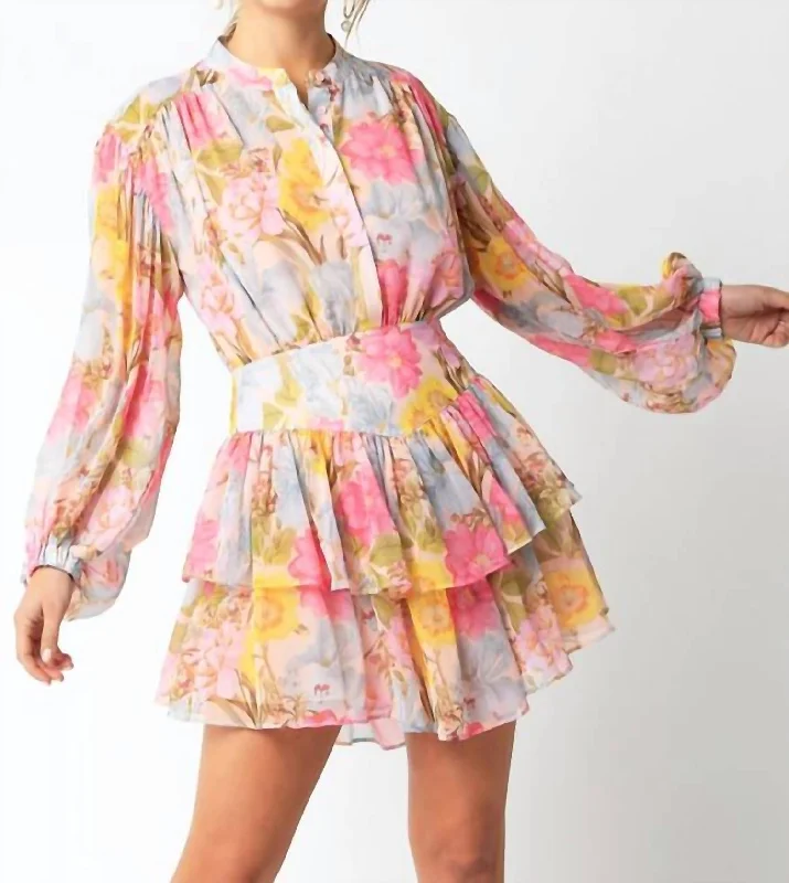 Must Haves Brami Mini Dress In Pink Multi Floral Boho Chic