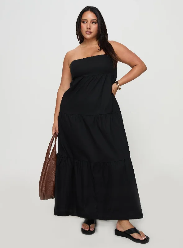 Final Sale Osment Maxi Dress Black Curve Parisian Effortless Chic Style