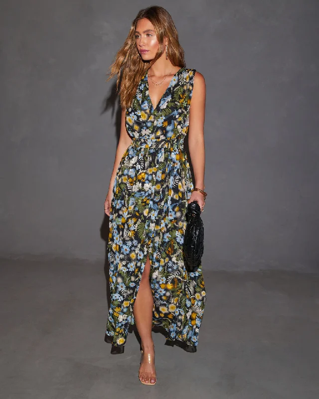 Stylish Looks Yasmin Floral V-Neck Maxi Dress Seasonal Trend