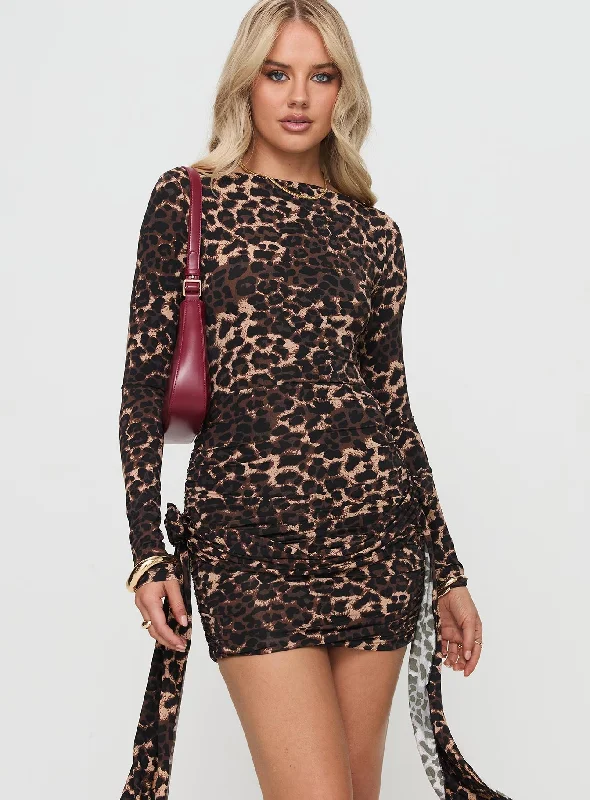 Latest Fashion Glory Mini Dress Leopard Feminine Grace