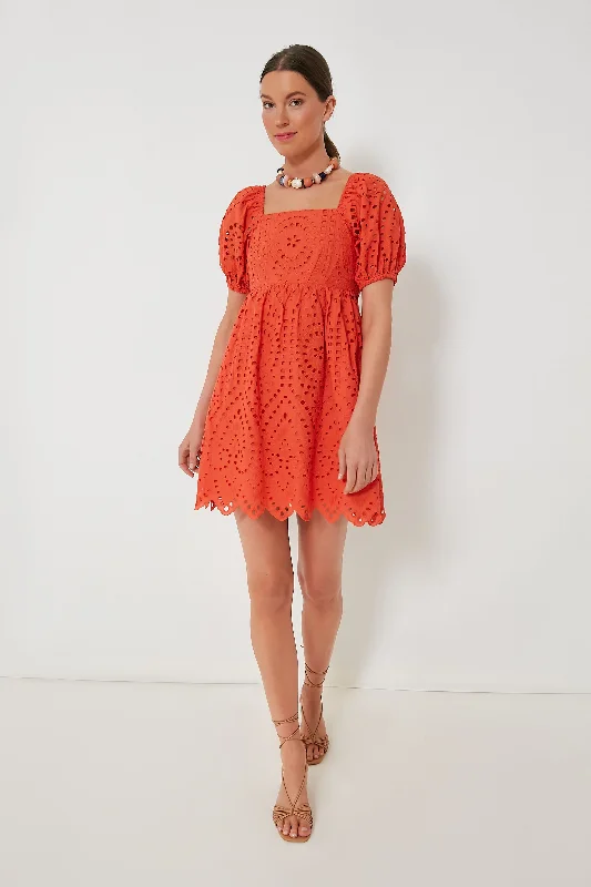 Clearance Sale, All Cheap Orange Eyelet Clara Mini Dress Statement Piece