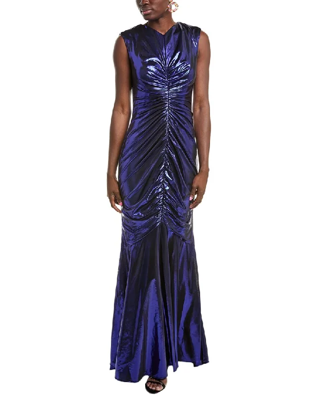 Quick Grab Deals Rene Ruiz Hand-Draped Metallic Stretch Gown Effortless Grace