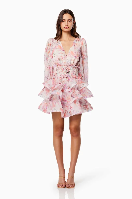 Hot Sale Lovebird Ruffled Tiered Mini Dress In Pink Elevated Style