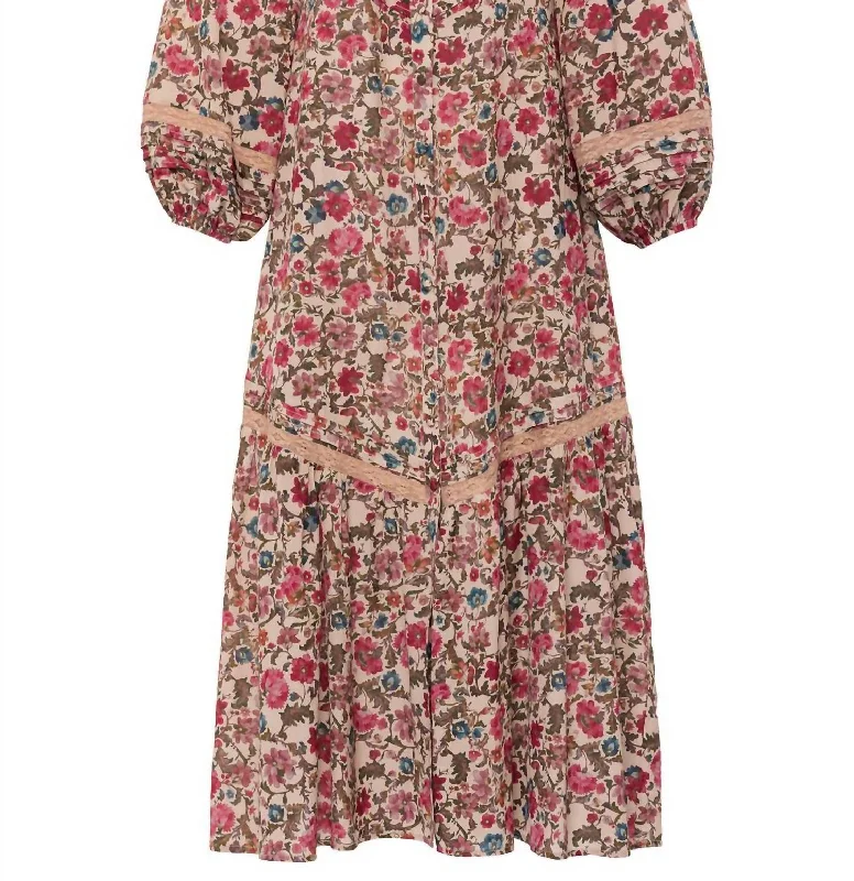 Daily Deals Breena Dress In Floral Print Cream And Red Big Savings on Minimalist Office Styles