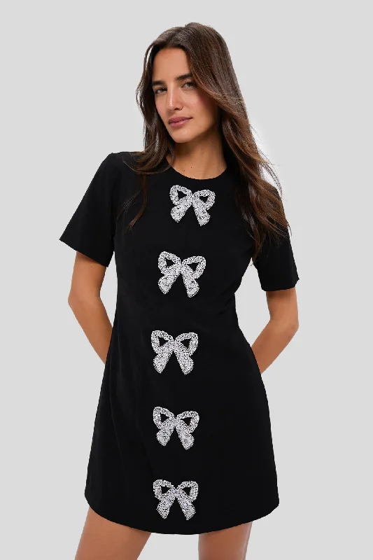 Trendy Women'S Wear Collection Beaded Bows Bernadette Mini Dress Bohemian Vibe