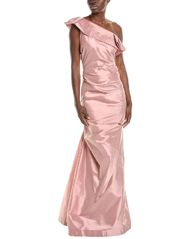 Retro Style Promotions Teri Jon by Rickie Freeman One-Shoulder Pleat Gown Luxury Style