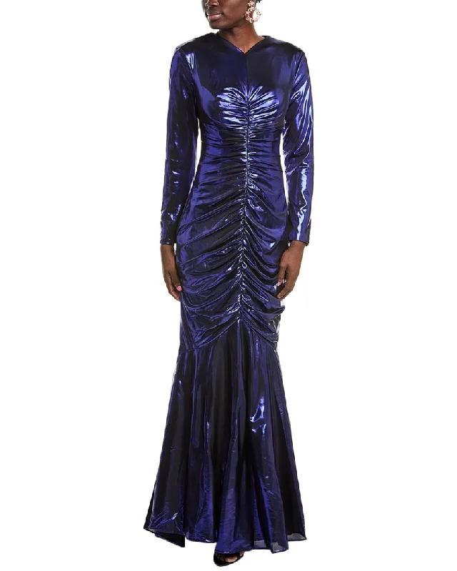 Flash Sale Rene Ruiz Hand-Draped Metallic Stretch Gown Effortless Comfort