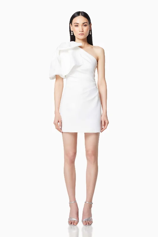 Hurry Before It'S Gone Marseilles 3D Bow Mini Dress In White Elegant Contour