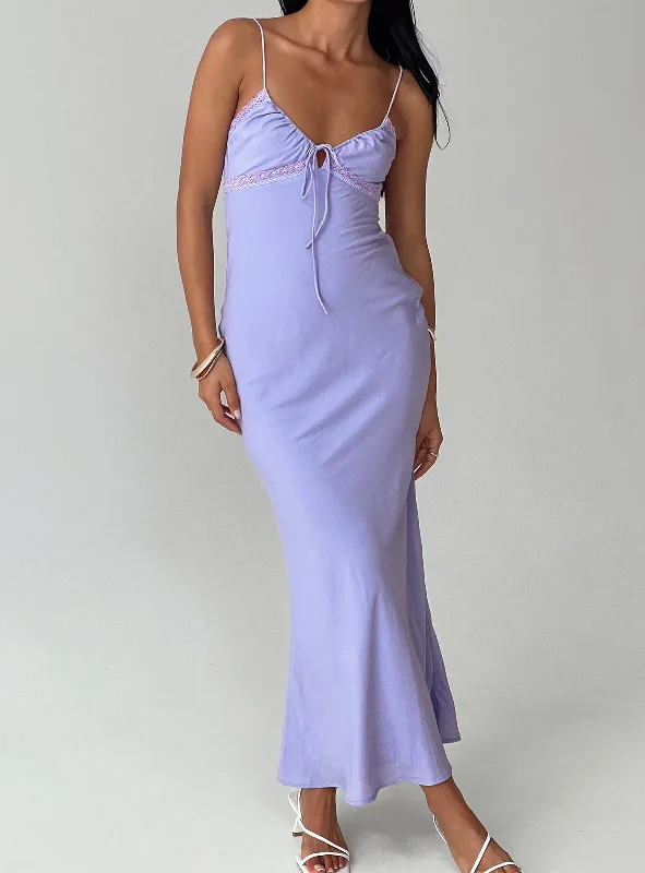 Flash Sale Fever Emily Maxi Dress Lilac Vintage Retro Party Wear