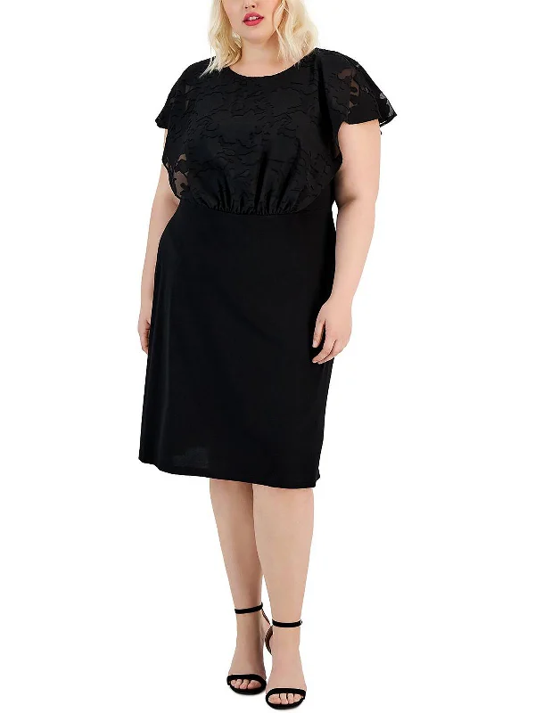 Buy More, Save More Plus Womens Ruched Calf Midi Dress Vintage Charm