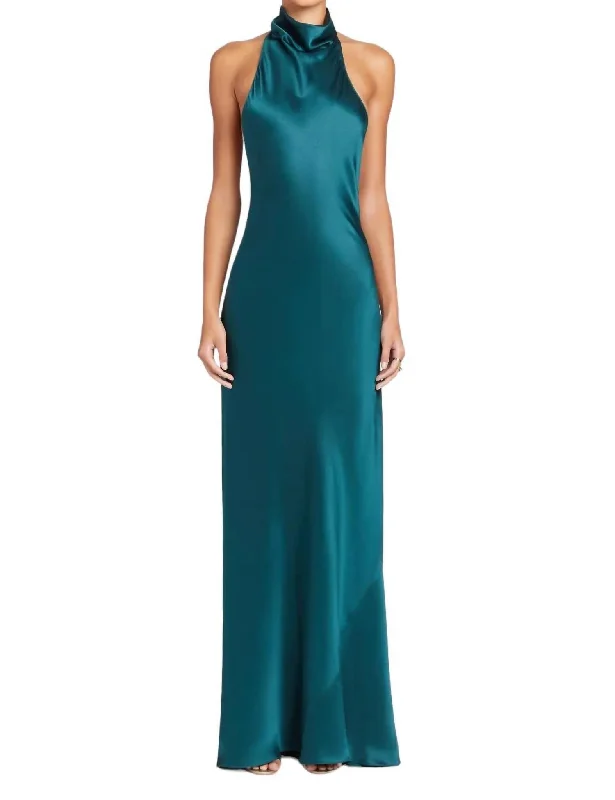 Cozy Comfort Style Sale Rainier Silk Gown In Conifer Subtle Sophistication