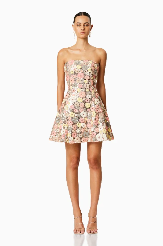 Discover Promotions Forsythia Strapless Mini Dress In Multi Dreamy Draping