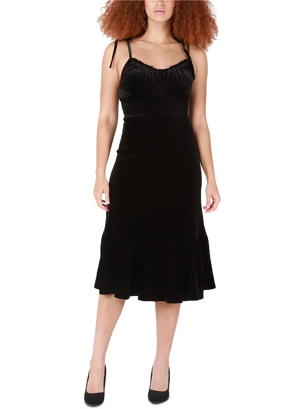 The Latest Fashion Trends Womens Velvet Strappy Midi Dress Refined Simplicity