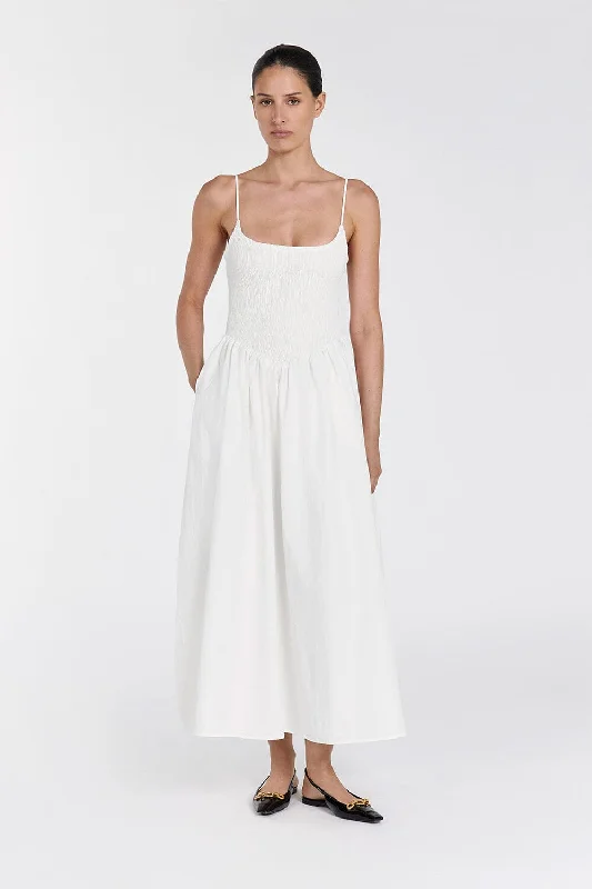 Inspired By You, Designed For You MILANO WHITE COTTON MIDI DRESS Seasonal Trend