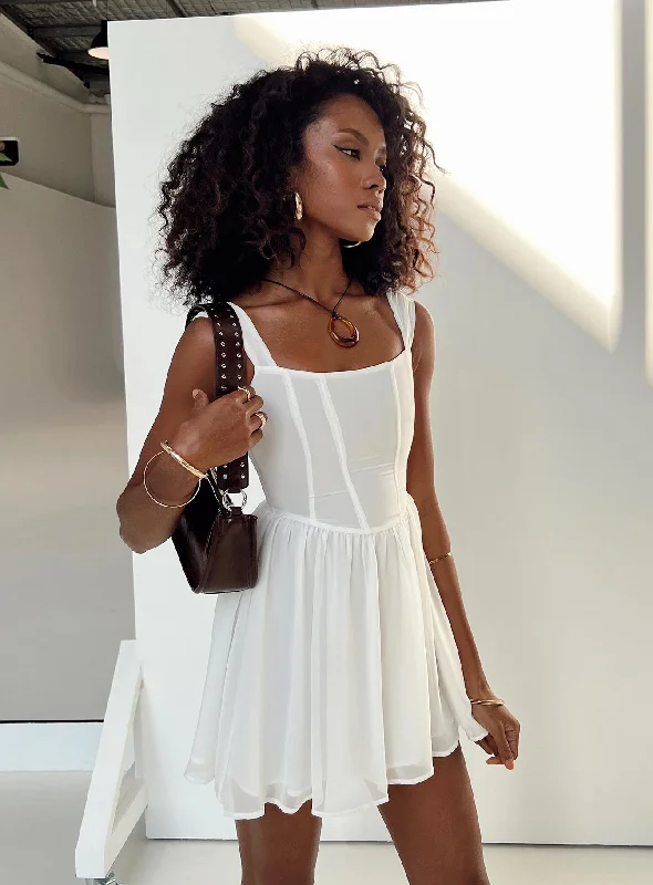 High-End Style Discounts Kameliah Mini Dress White Effortless Grace