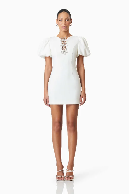 Summer Fashion Delia Diamante Mini Dress In White Contemporary Elegance