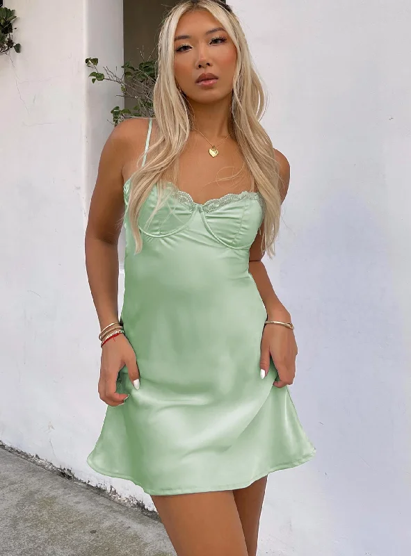 Relaxed Style Deals Moniz Mini Dress Sage Feminine Allure