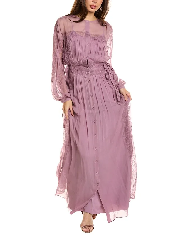 Limited Time Offers Alberta Ferretti Silk Shirt Gown Flowing Silhouette