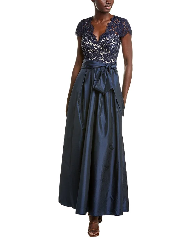 Stylish Savings Eliza J Taffeta & Lace Gown Feminine Soft - Hued Look