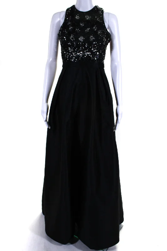 Limited Time Special Offer ML Monique Lhuillier Womens Jadore Sequin Gown Black Graceful Cut