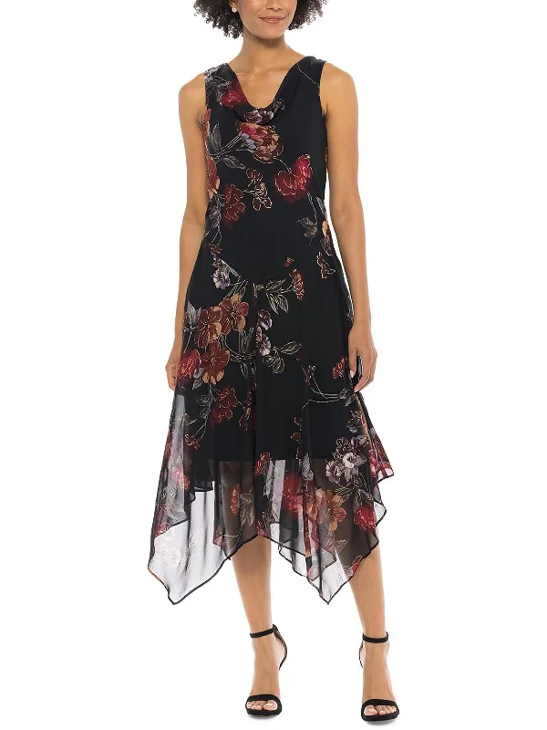 Clearance Sale, All Cheap Petites Womens Printed Calf Midi Dress Refined Look