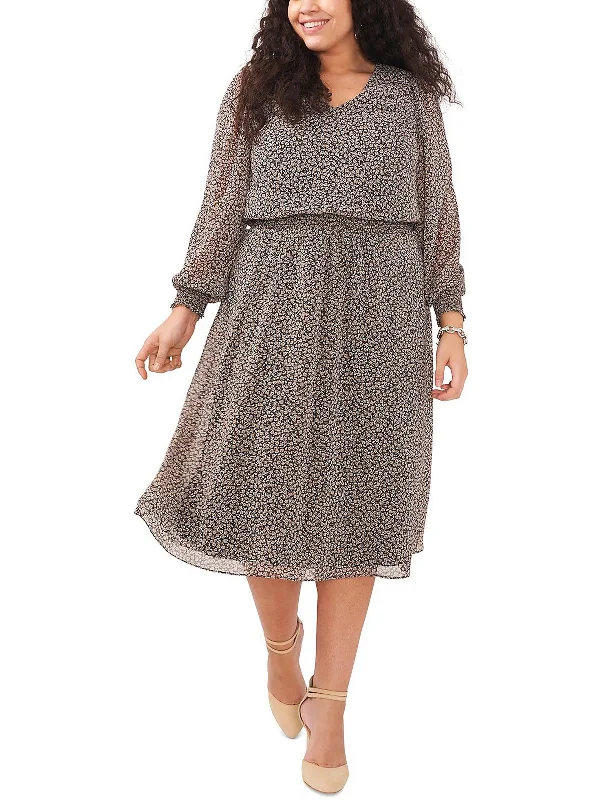 Big Discounts Plus Womens Smocked Metallic Midi Dress Today Only