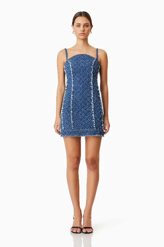 High-End Style Discounts Cora Denim Mini Dress In Blue Bohemian Vibe