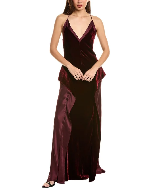 Special Offers Alberta Ferretti Velvet Silk-Blend Gown Charming Silhouette