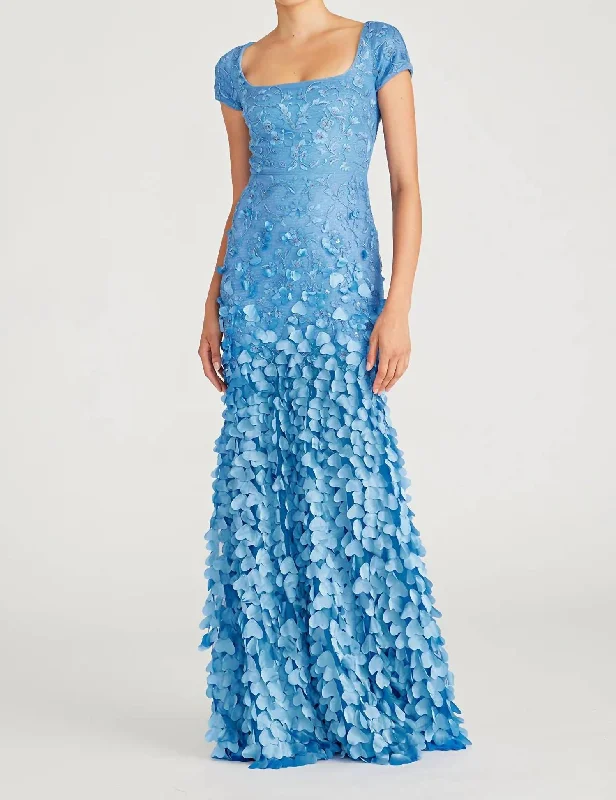 Budget Friendly Dawn Scoop Neck Beaded Gown In Airy Blue Chic Sophistication