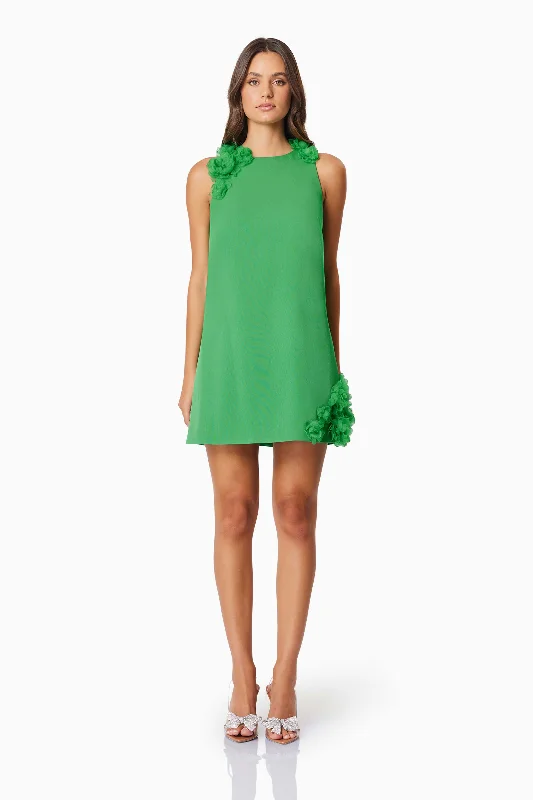 Premium Fashion Valeria Day Mini Dress In Green Vintage Retro Party Wear