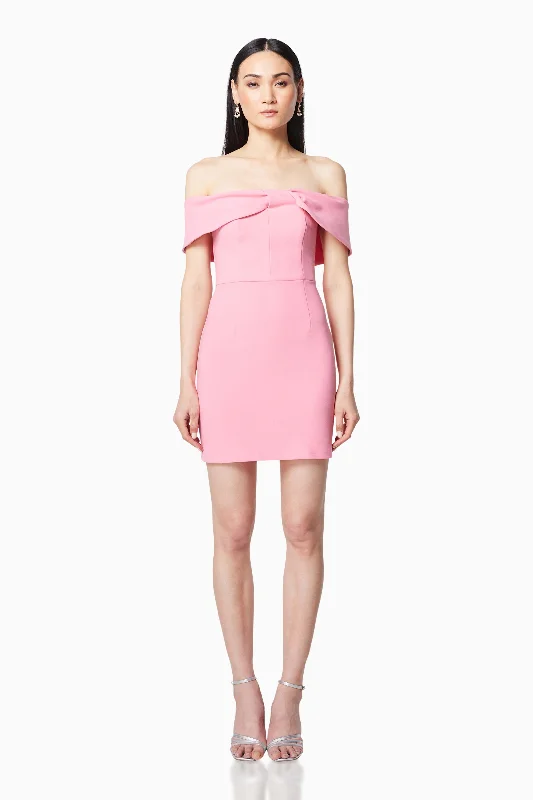 Quick Grab Deals Carnival Off The Shoulder Mini Dress In Pink Graceful Movement