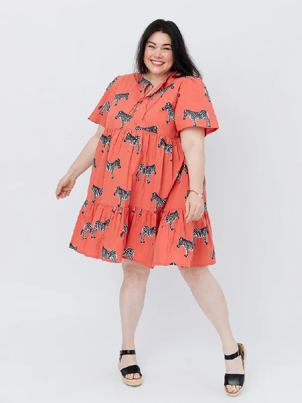 Unbeatable Deals Adelaide Tiered Plus Size Mini Dress - Zebra Bright Berry Vintage Elegance