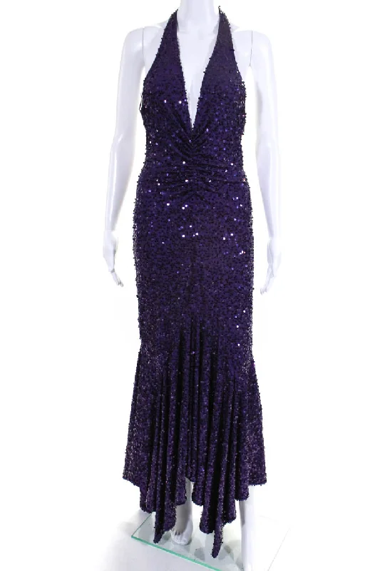 Feminine Luxe Style Sale Michael Kors Purple Sequin Halter Gown Weekend Special