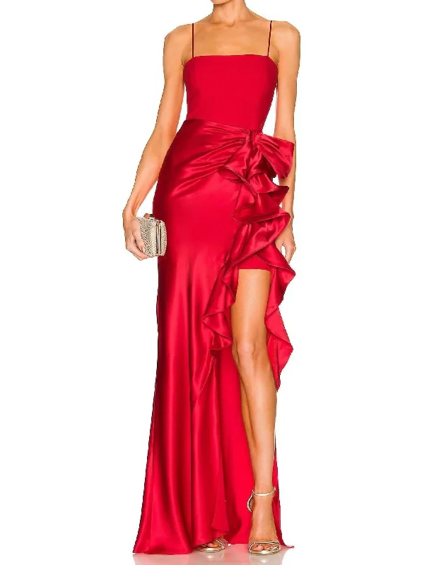 Contemporary Casual Deals Drina Gown In Red Save on Classic Elegant Styles