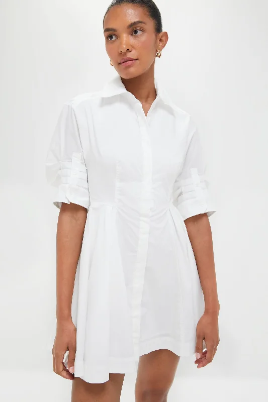 Chic Trends Unveiled White Jazzie Short Sleeve Mini Dress Flowing Silhouette