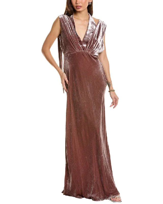 Best Deals Of The Season Alberta Ferretti Velvet Silk-Blend Gown Refined Simplicity