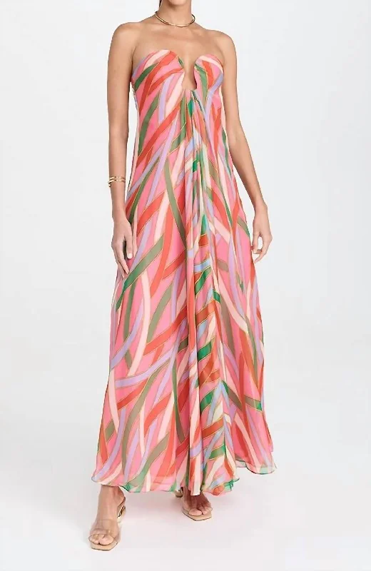 Budget Saver Misa Gown In Vintage Stripe Print Classic Timeless Elegant Style