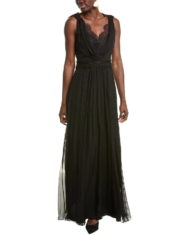 Seize Bargains Alberta Ferretti Lace Trim Silk Gown Romantic Flair