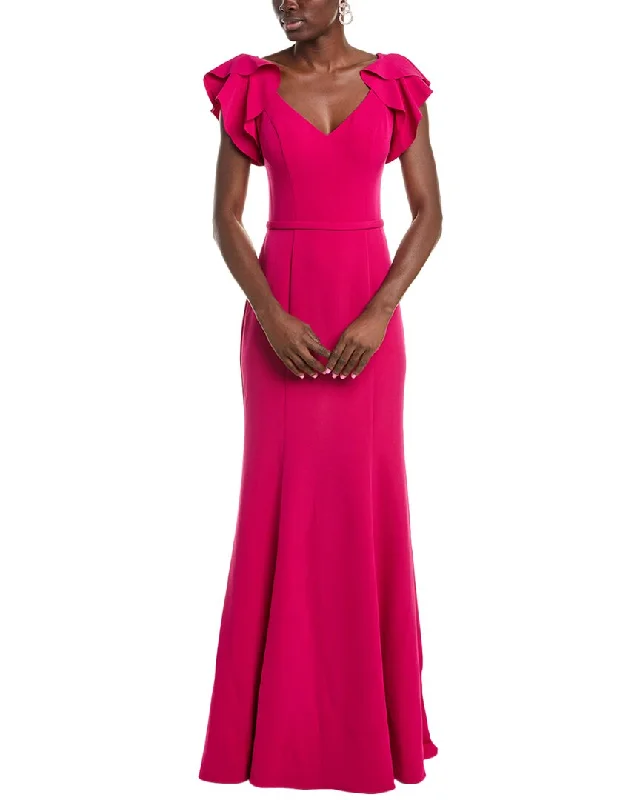 Limited Time Rene Ruiz V-Neck Crepe Gown Summer Fashion