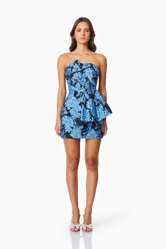 Stylish Deals Kayla Strapless Party Mini Dress In Blue Parisian Effortless Chic Style