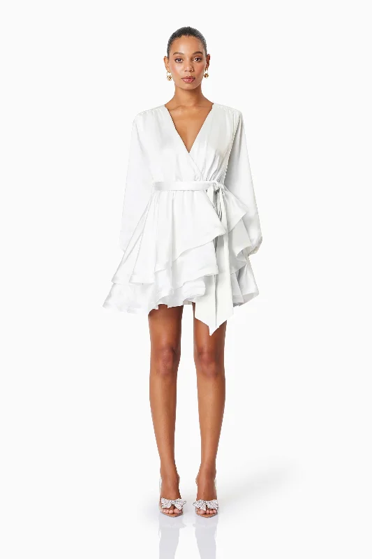 Save Big Clementine Long Sleeve Mini Dress In White Effortless Sophistication