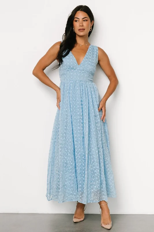 Fast Fashion Favorites Thalia Embroidered Tank Midi Dress | Blue Feminine Allure