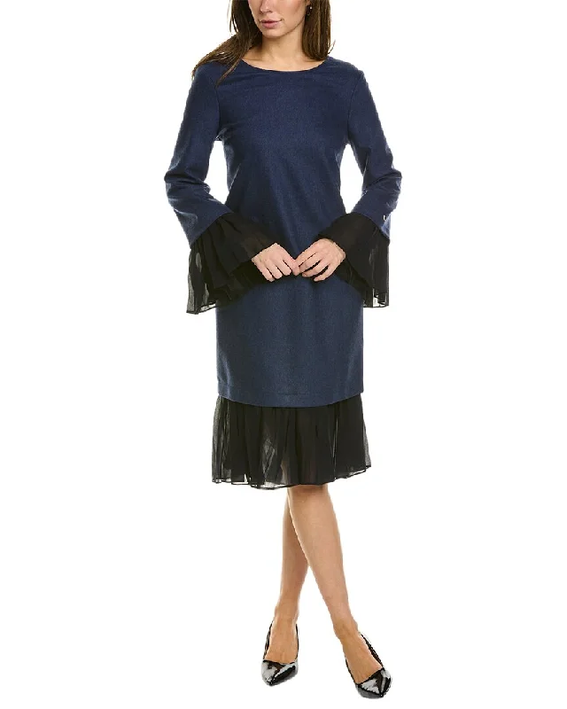 Flash Sale, Don'T Miss TWINSET 2pc Layered Wool-Blend Midi Dress Soft Textures