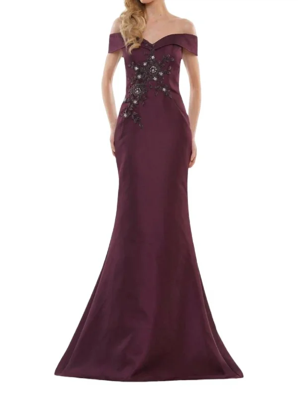 Enjoy Discount Off Shoulder Gown In Wine Luxury Comfort