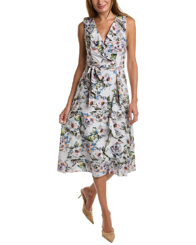 Daily Deals Adrianna Papell Ruffle Midi Dress Limited - Edition Drops