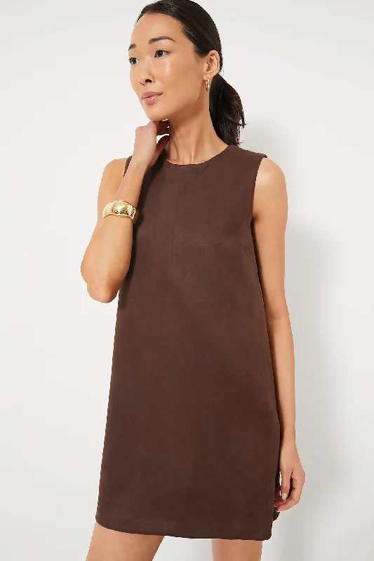 Latest Fashion Chocolate Faux Suede Billie Mini Dress Playful Elegance