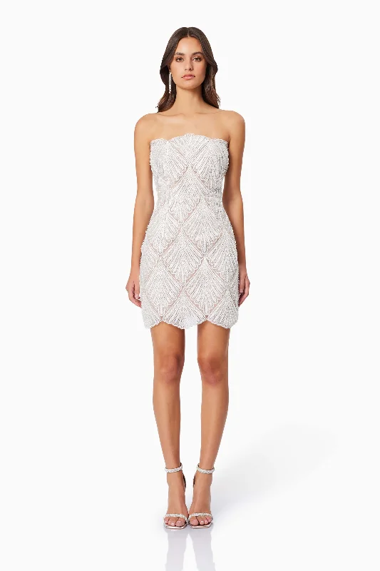 Sporty Fashion Offers Harper Strapless Mini Dress In White Minimalist Elegant