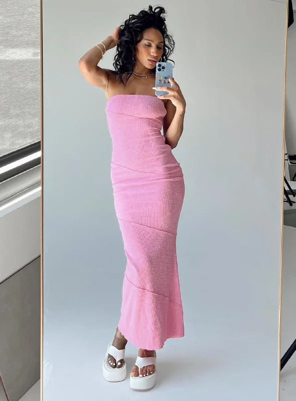 Fashion Frontiers Oscar Midi Dress Pink Polished Finish