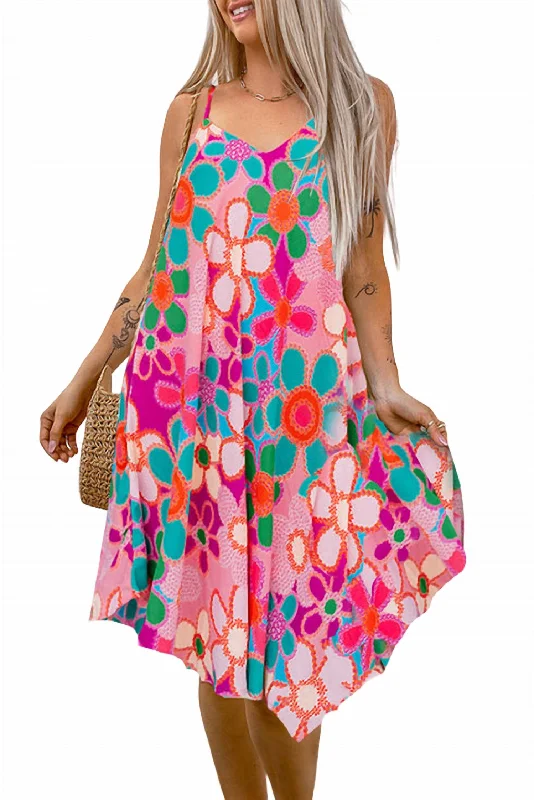 Massive Selection Sale Cheery 70's Floral Flowy Dress In Pink Classic Charm